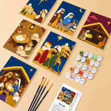 Load image into Gallery viewer, Mini Paint by numbers 15x20cm (6 pieces) - The Nativity Story