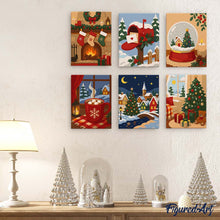 Load image into Gallery viewer, Mini Paint by numbers 15x20cm (6 pieces) - Christmas Memories