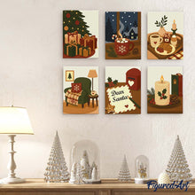 Load image into Gallery viewer, Mini Paint by numbers 15x20cm (6 pieces) - Festive Winter Moments