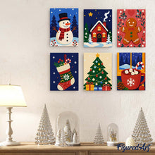 Load image into Gallery viewer, Mini Paint by numbers 15x20cm (6 pieces) - Festive Winter Favorites