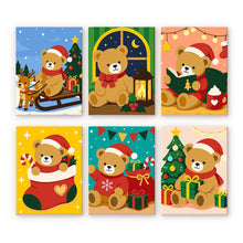 Load image into Gallery viewer, Mini Paint by numbers 15x20cm (6 pieces) - Christmas Teddy Bears Figured'Art