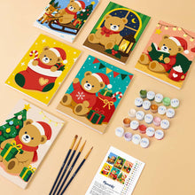 Load image into Gallery viewer, Mini Paint by numbers 15x20cm (6 pieces) - Christmas Teddy Bears