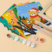 Load image into Gallery viewer, Mini Paint by numbers 15x20cm (6 pieces) - Christmas Teddy Bears