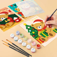 Load image into Gallery viewer, Mini Paint by numbers 15x20cm (6 pieces) - Christmas Teddy Bears