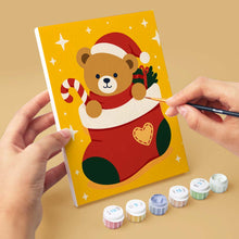 Load image into Gallery viewer, Mini Paint by numbers 15x20cm (6 pieces) - Christmas Teddy Bears