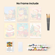 Load image into Gallery viewer, Mini Paint by numbers 15x20cm (6 pieces) - Christmas Teddy Bears