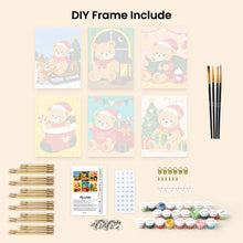 Load image into Gallery viewer, Mini Paint by numbers 15x20cm (6 pieces) - Christmas Teddy Bears