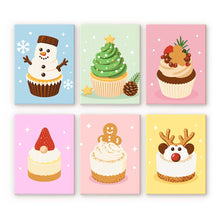 Load image into Gallery viewer, Mini Paint by numbers 15x20cm (6 pieces) - Christmas Cupcakes Figured'Art