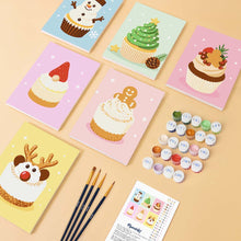 Load image into Gallery viewer, Mini Paint by numbers 15x20cm (6 pieces) - Christmas Cupcakes