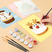 Load image into Gallery viewer, Mini Paint by numbers 15x20cm (6 pieces) - Christmas Cupcakes