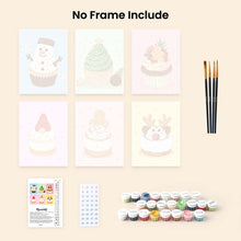 Load image into Gallery viewer, Mini Paint by numbers 15x20cm (6 pieces) - Christmas Cupcakes