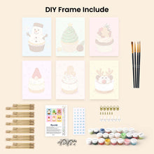 Load image into Gallery viewer, Mini Paint by numbers 15x20cm (6 pieces) - Christmas Cupcakes