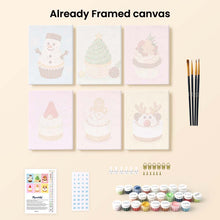 Load image into Gallery viewer, Mini Paint by numbers 15x20cm (6 pieces) - Christmas Cupcakes