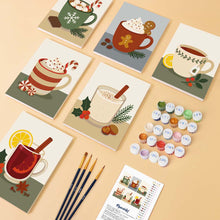 Load image into Gallery viewer, Mini Paint by numbers 15x20cm (6 pieces) - Cozy Winter Drinks