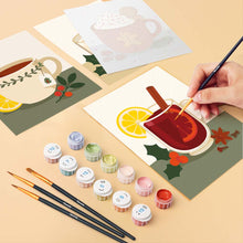 Load image into Gallery viewer, Mini Paint by numbers 15x20cm (6 pieces) - Cozy Winter Drinks