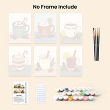 Load image into Gallery viewer, Mini Paint by numbers 15x20cm (6 pieces) - Cozy Winter Drinks