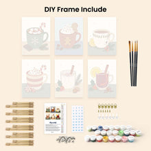 Load image into Gallery viewer, Mini Paint by numbers 15x20cm (6 pieces) - Cozy Winter Drinks