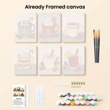 Load image into Gallery viewer, Mini Paint by numbers 15x20cm (6 pieces) - Cozy Winter Drinks