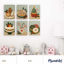 Load image into Gallery viewer, Mini Paint by numbers 15x20cm (6 pieces) - Christmas Sweets