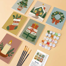 Load image into Gallery viewer, Mini Paint by numbers 15x20cm (6 pieces) - Christmas Ornament Collection