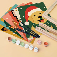 Load image into Gallery viewer, Mini Paint by numbers 15x20cm (6 pieces) - Christmas Puppies