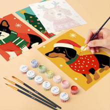 Load image into Gallery viewer, Mini Paint by numbers 15x20cm (6 pieces) - Christmas Puppies