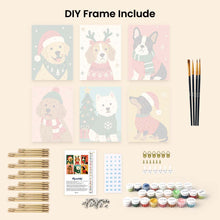 Load image into Gallery viewer, Mini Paint by numbers 15x20cm (6 pieces) - Christmas Puppies