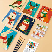 Load image into Gallery viewer, Mini Paint by numbers 15x20cm (6 pieces) - Winter Wildlife