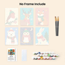 Load image into Gallery viewer, Mini Paint by numbers 15x20cm (6 pieces) - Winter Wildlife