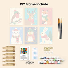 Load image into Gallery viewer, Mini Paint by numbers 15x20cm (6 pieces) - Winter Wildlife