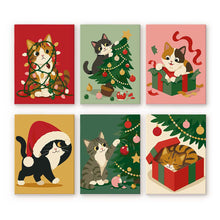 Load image into Gallery viewer, Mini Paint by numbers 15x20cm (6 pieces) - Christmas Kitten Fun Figured'Art