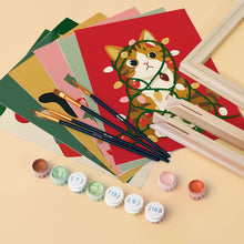 Load image into Gallery viewer, Mini Paint by numbers 15x20cm (6 pieces) - Christmas Kitten Fun