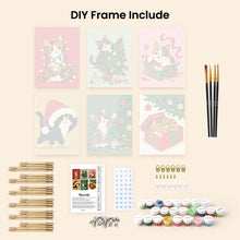 Load image into Gallery viewer, Mini Paint by numbers 15x20cm (6 pieces) - Christmas Kitten Fun