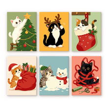 Load image into Gallery viewer, Mini Paint by numbers 15x20cm (6 pieces) - Holiday Kitty Adventures Figured'Art