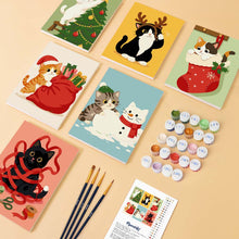Load image into Gallery viewer, Mini Paint by numbers 15x20cm (6 pieces) - Holiday Kitty Adventures