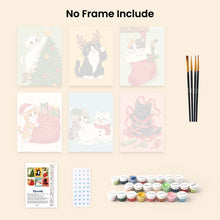 Load image into Gallery viewer, Mini Paint by numbers 15x20cm (6 pieces) - Holiday Kitty Adventures