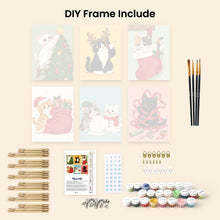 Load image into Gallery viewer, Mini Paint by numbers 15x20cm (6 pieces) - Holiday Kitty Adventures