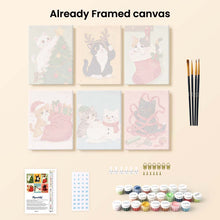 Load image into Gallery viewer, Mini Paint by numbers 15x20cm (6 pieces) - Holiday Kitty Adventures