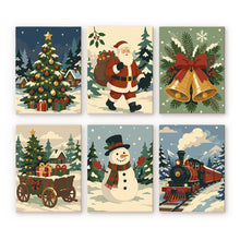 Load image into Gallery viewer, Mini Paint by numbers 15x20cm (6 pieces) - Christmas Storybook Figured'Art
