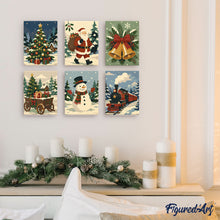Load image into Gallery viewer, Mini Paint by numbers 15x20cm (6 pieces) - Christmas Storybook