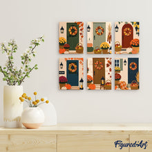 Load image into Gallery viewer, Mini Paint by numbers 15x20cm (6 pieces) - Welcome Home Autumn
