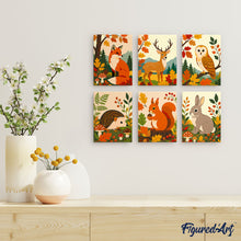 Load image into Gallery viewer, Mini Paint by numbers 15x20cm (6 pieces) - Forest Critters
