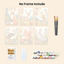 Load image into Gallery viewer, Mini Paint by numbers 15x20cm (6 pieces) - Forest Critters