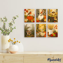 Load image into Gallery viewer, Mini Paint by numbers 15x20cm (6 pieces) - Forest Harvest Trail