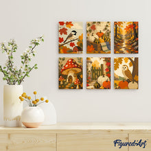 Load image into Gallery viewer, Mini Paint by numbers 15x20cm (6 pieces) - Woodland Harvest