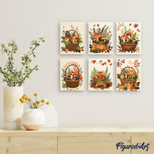 Load image into Gallery viewer, Mini Paint by numbers 15x20cm (6 pieces) - Woodland Basket