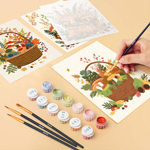 Load image into Gallery viewer, Mini Paint by numbers 15x20cm (6 pieces) - Woodland Basket