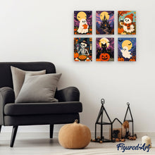 Load image into Gallery viewer, Mini Paint by numbers 15x20cm (6 pieces) - Haunted Autumn Nights