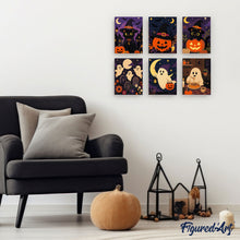 Load image into Gallery viewer, Mini Paint by numbers 15x20cm (6 pieces) - Spooky Season Friends