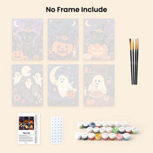 Load image into Gallery viewer, Mini Paint by numbers 15x20cm (6 pieces) - Spooky Season Friends